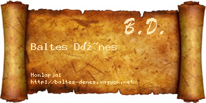 Baltes Dénes névjegykártya
